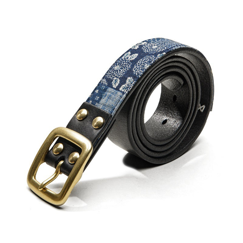 Men’s First Layer Cowhide Vintage Belt | Premium Full-Grain Genuine Leather Waist Strap | Classic Luxury Antique Buckle Belt | Durable Handcrafted Heritage Leather Belt for Men