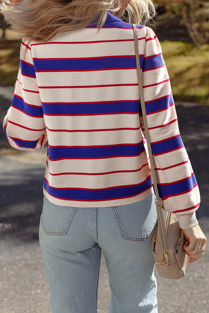Threaded Pear Genesis Stripe Polo Pullover Sweatshirt