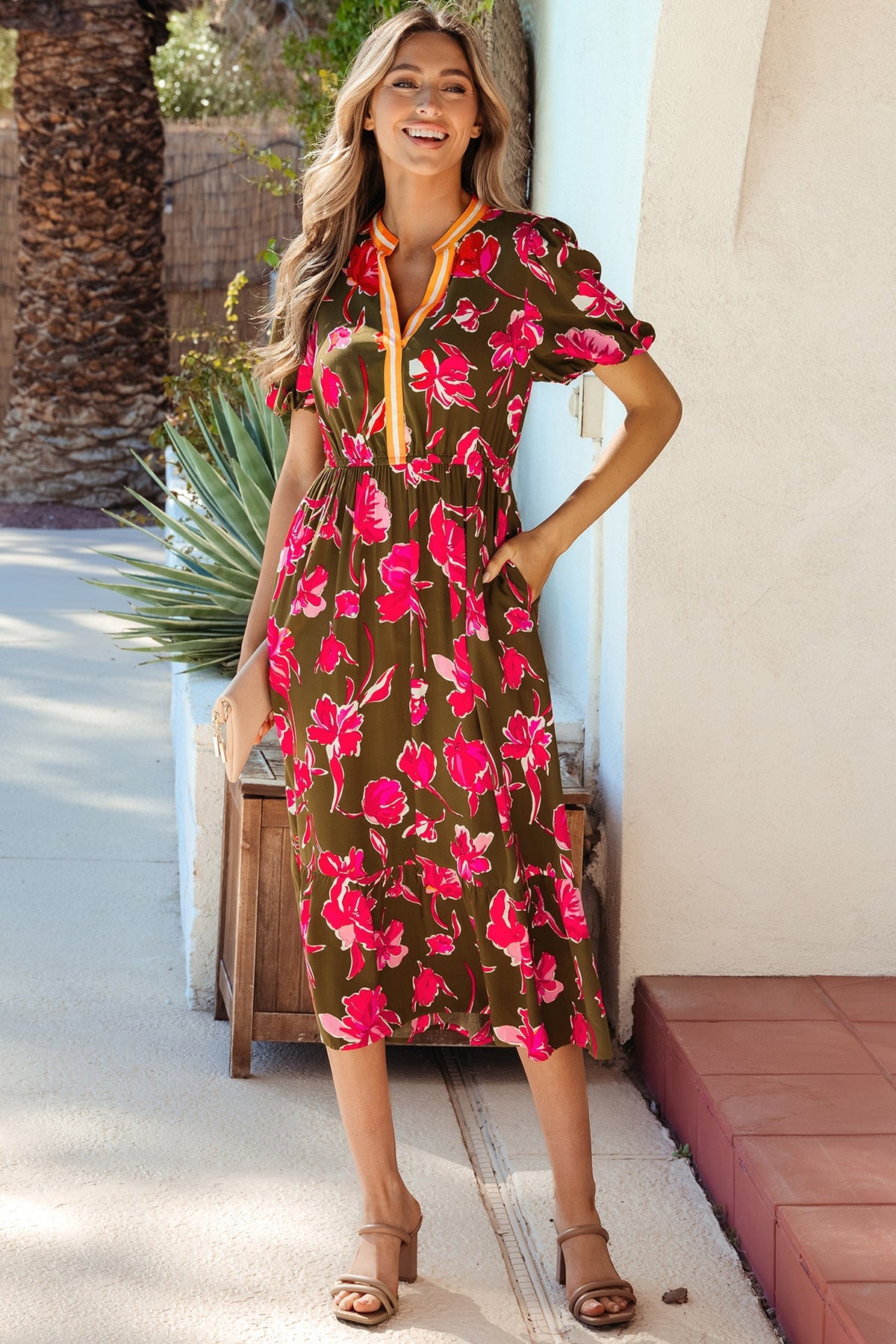Threaded Pear Renata Ruffle Hem Maxi Dress