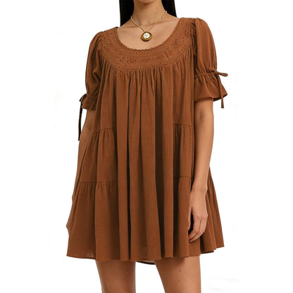 Women's Summer Baby Doll Bubble Sleeve Mini Dress