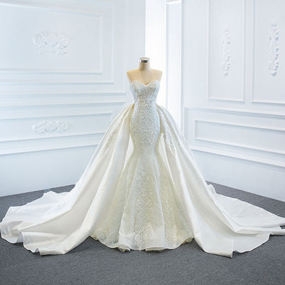 Luxury Two-Way Fishtail Wedding Dress | Elegant Tube Top Dreamy Bridal Gown | Versatile Detachable Tail Wedding Dress | Temperament-Boosting Slim Fit Bridal Wear | 2026 High-Fashion Dreamy Fishtail Marriage Gown