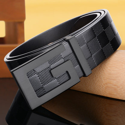 Men’s Factory Direct Automatic Leather Belt | Premium Wholesale Business Ratchet Belt | Luxury Genuine Leather Men's Belt | Sleek Professional No-Hole Automatic Waistband