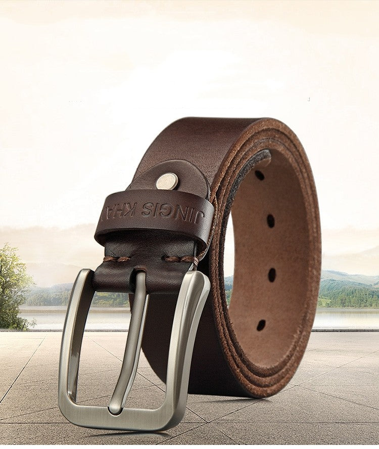 Men’s Handmade Genuine Cowhide Leather Belt | Casual Trend Vintage Waistband | High-Sense Durable Real Leather Belt | Premium Hand-Crafted Accessory for Men