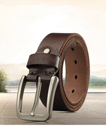 Men’s Handmade Genuine Cowhide Leather Belt | Casual Trend Vintage Waistband | High-Sense Durable Real Leather Belt | Premium Hand-Crafted Accessory for Men