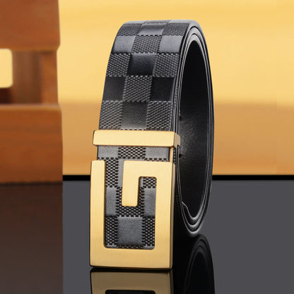 Men’s Factory Direct Automatic Leather Belt | Premium Wholesale Business Ratchet Belt | Luxury Genuine Leather Men's Belt | Sleek Professional No-Hole Automatic Waistband