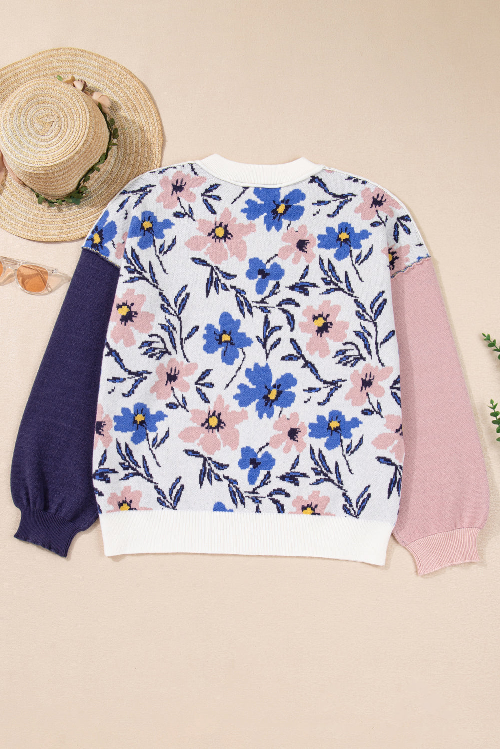 Threaded Pear Lumivita Colorblock Sleeve Patchwork Sweater