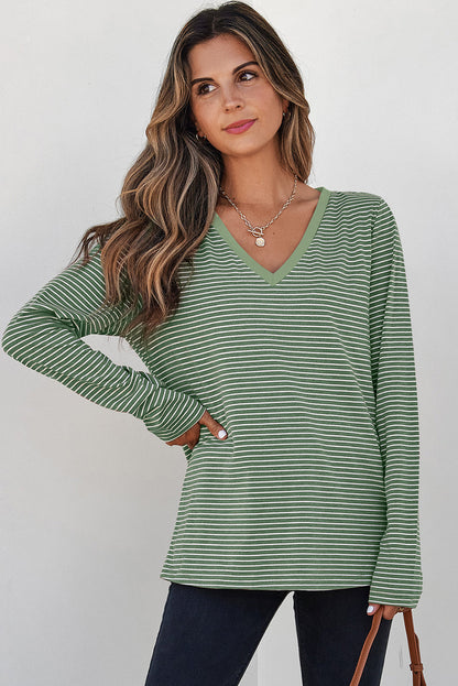 Threaded Pear Capri Stripe Stretchy Long Sleeve Top