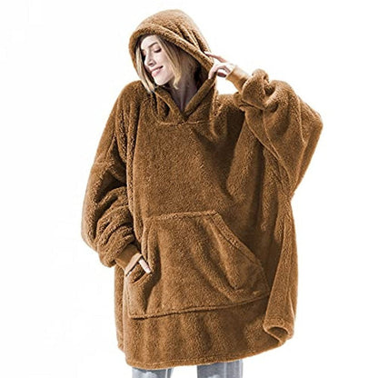 Women’s Winter Hoodie Sweatshirt with Big Pocket | Cozy Fleece-Lined Hooded Tops | Elegant Oversized Pullover Sweatshirt | Modern Relaxed Fit Winter Clothes for Ladies | 2026 Trendy Solid Color Streetwear Hoodie