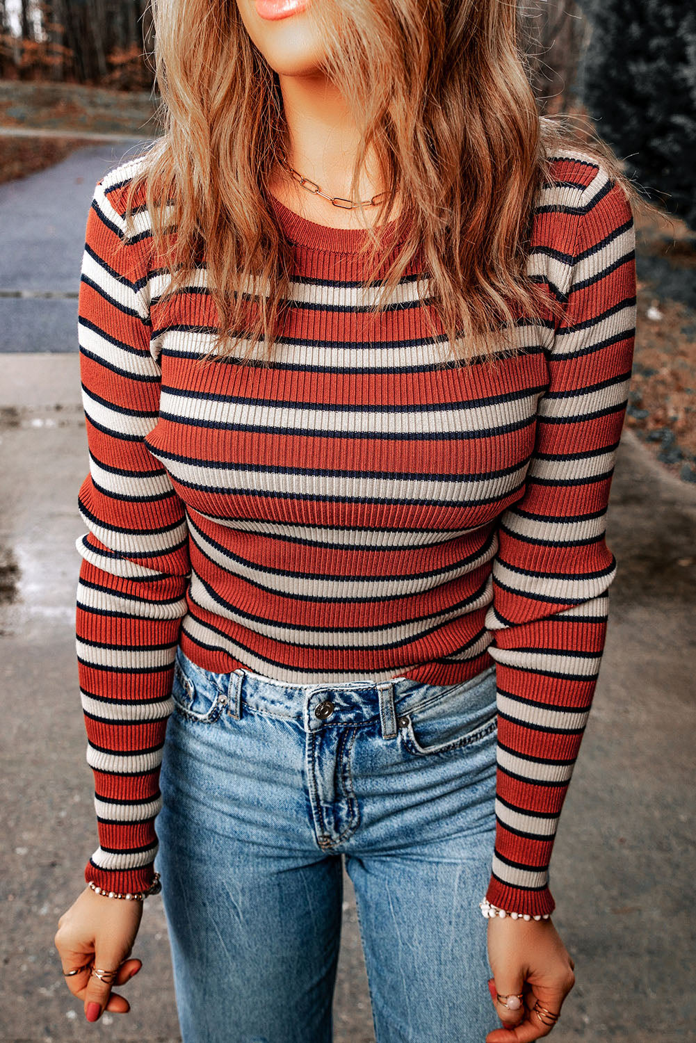 Threaded Pear Martha Knit Slim Fit Top