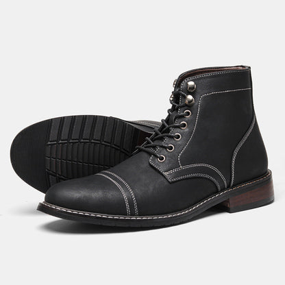 Men’s Vintage Casual Leather Boots | Premium Handcrafted Retro Mid-Top Boots | Rugged Outdoor Leather Walking Boots | Modern Heritage Style Men's Casual Footwear