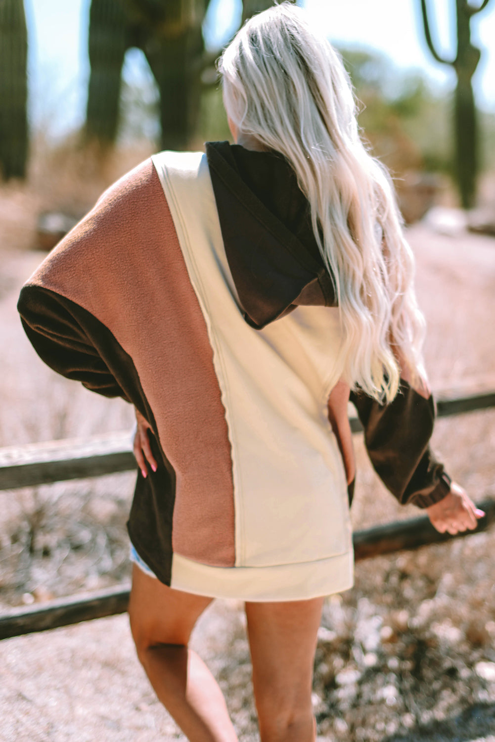 Threaded Pear Isabelle Patchwork High Low Hoodie