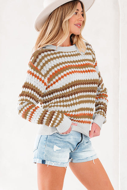 Threaded Pear Jimena Patterned Drop Shoulder Sweater
