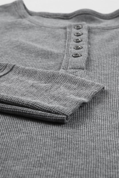 Threaded Pear Harper Waffle Knit Henley Top