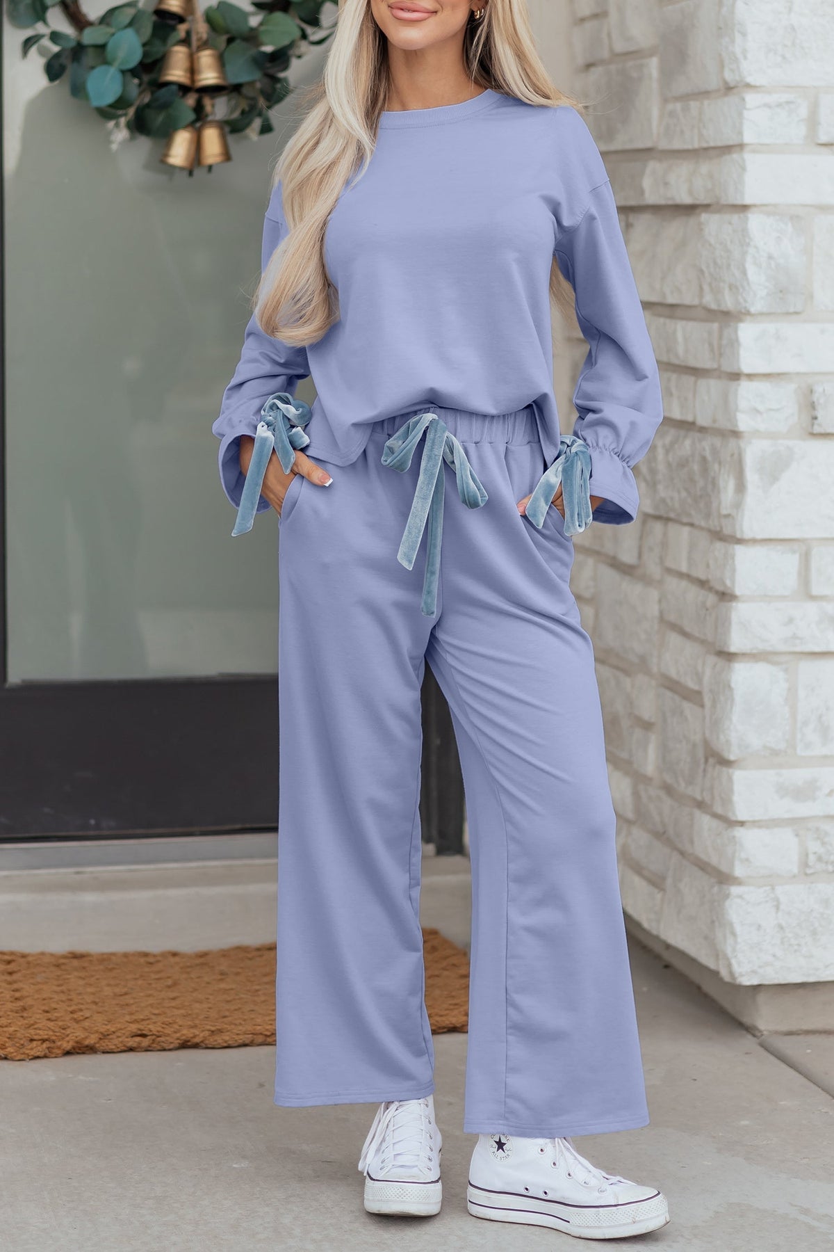 Threaded Pear Rory Beau Flounce Long Sleeve Lounge Set