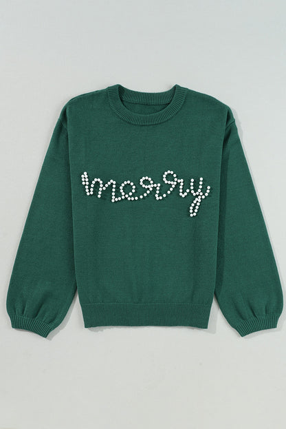 Threaded Pear Aria Beaded Merry Casual Sweater