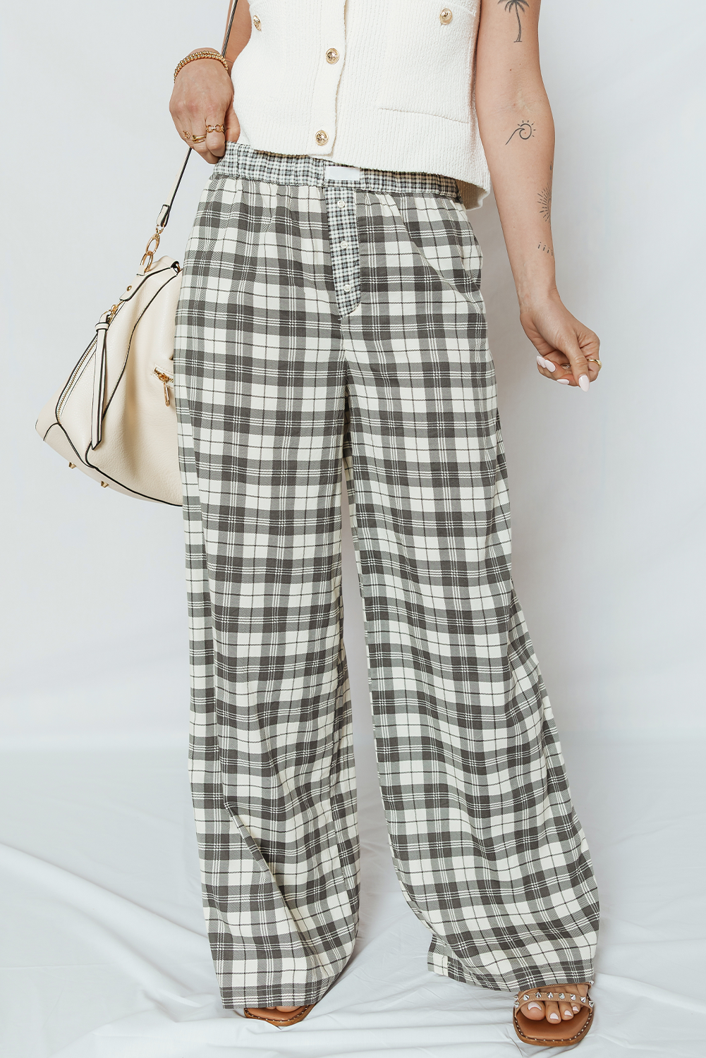 Threaded Pear Chana Wide Leg Casual Pants