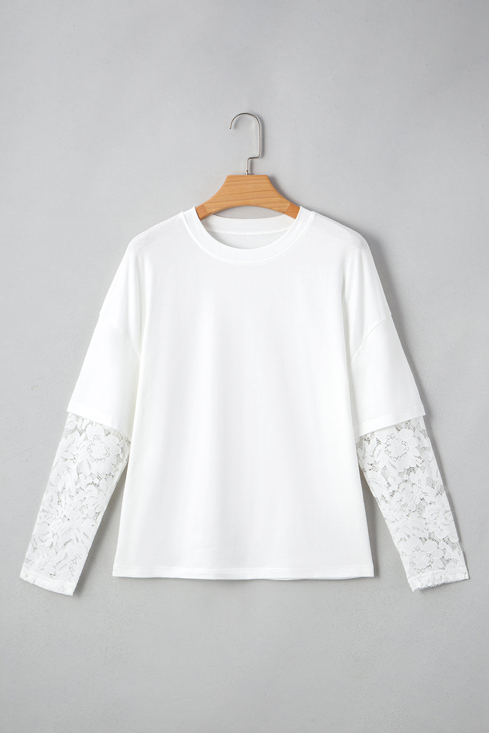 Threaded Pear Hallie Lace Long Sleeve Insert Drop Shoulder Top