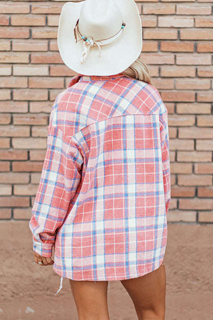 Threaded Pear Natalie Plaid Button Up Shacket