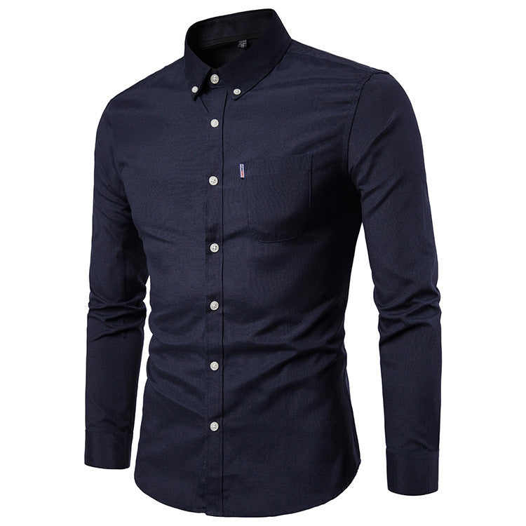 Men’s Korean Style Slim Fit Dress Shirt | Premium Long Sleeve K-Fashion Formal Shirt | Minimalist Tailored Men’s Professional Clothes