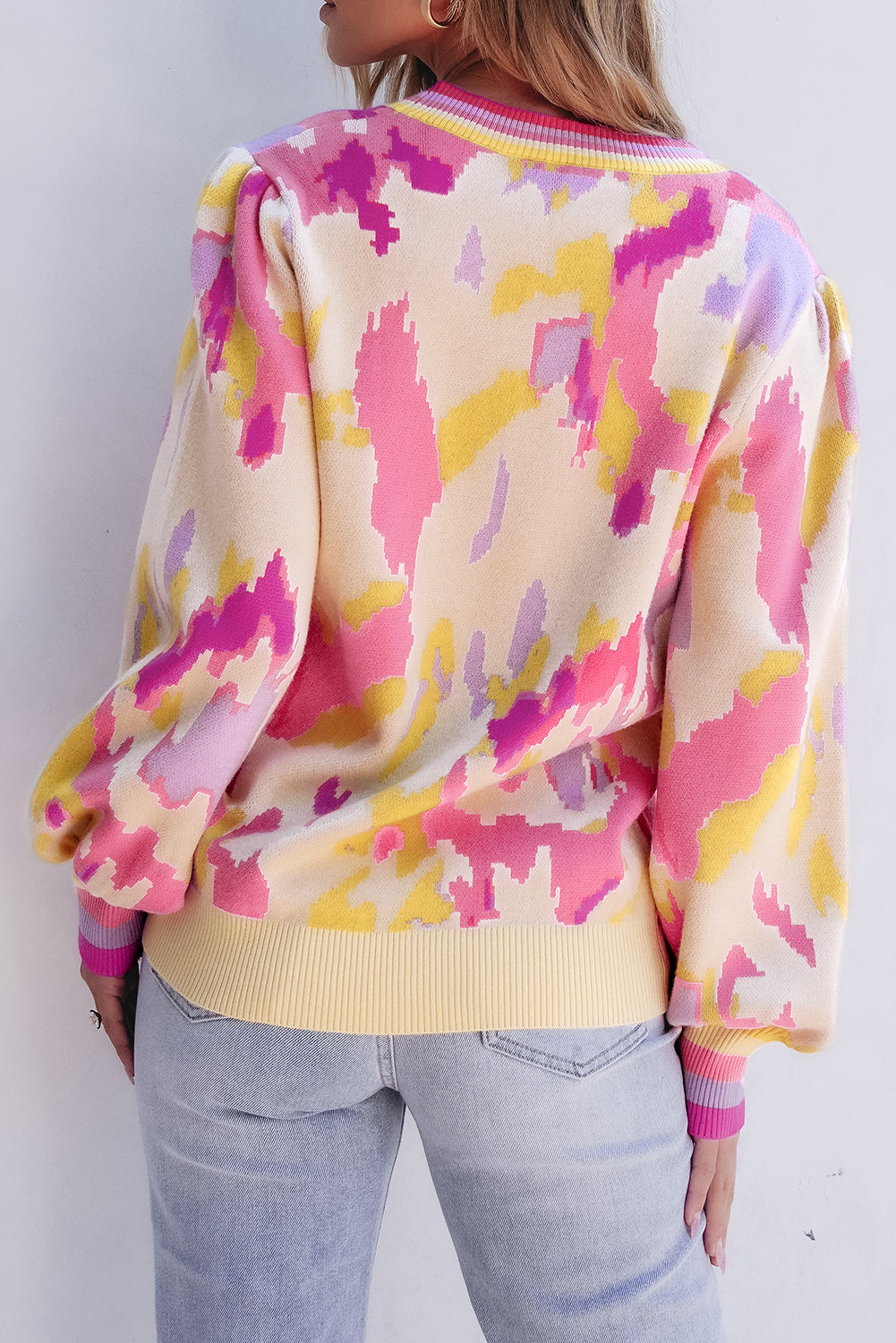 Threaded Pear Aria Colorblock Balloon Sleeve Sweater