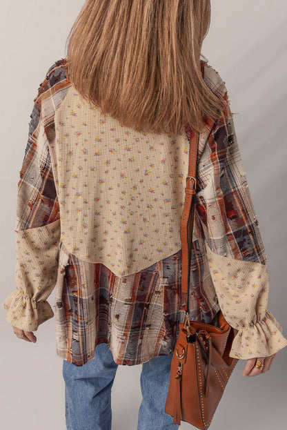 Threaded Pear Emma Sleeve Waffle Knit Shacket