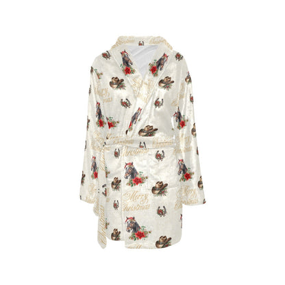 Baha Ranch Christmas Horses Western Fleece Bathrobe