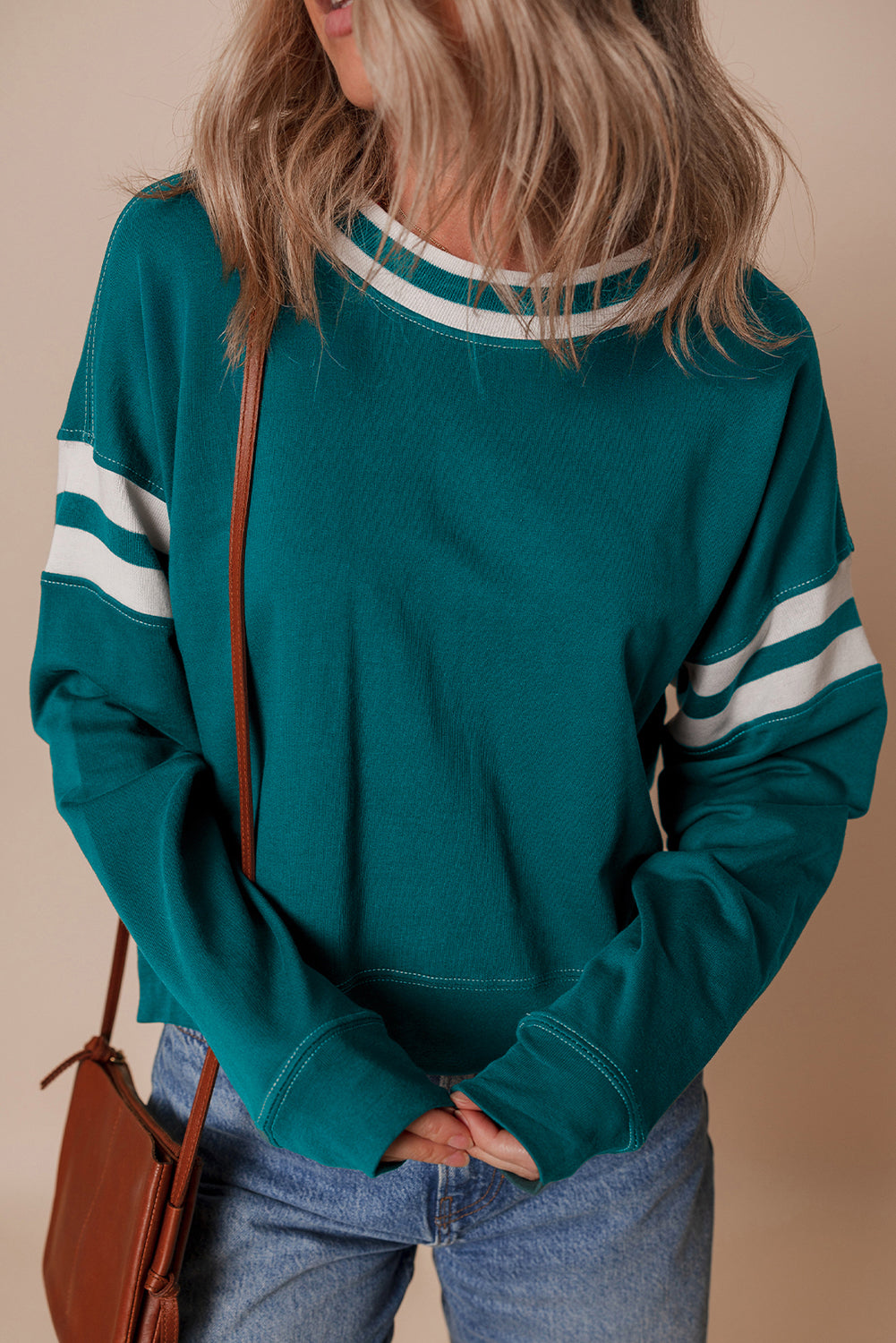 Threaded Pear Jadeita Patchwork Drop Shoulder Sweatshirt