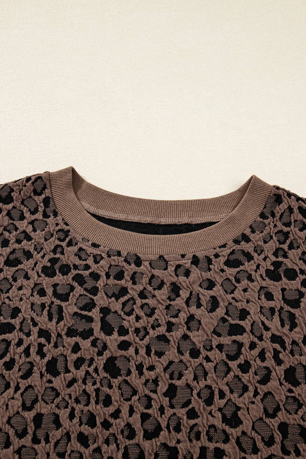 Threaded Pear Annie Ribbed Trim Leopard Top