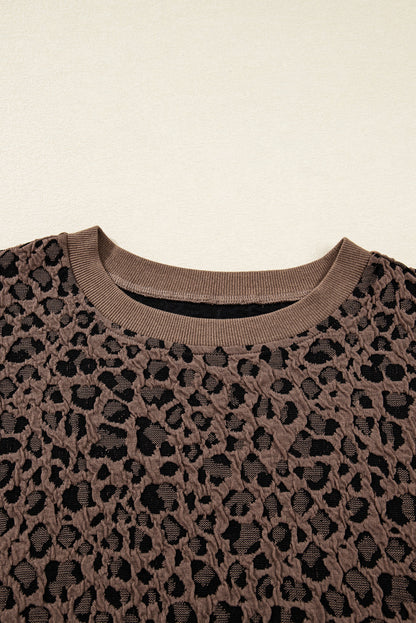 Threaded Pear Annie Ribbed Trim Leopard Top
