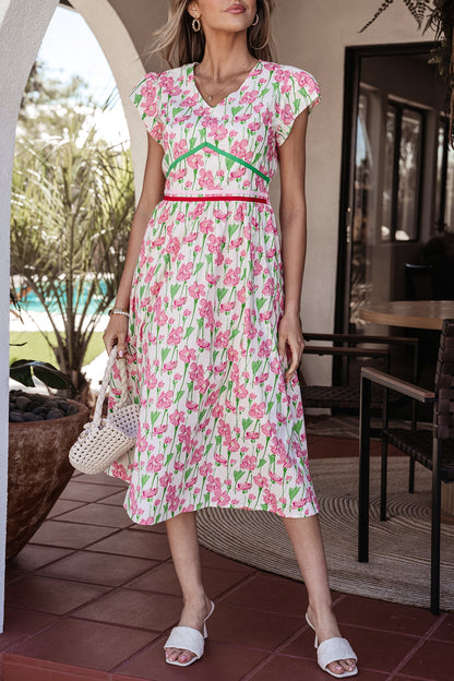Threaded Pear Callie Sleeve Elegant Midi Dress