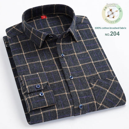 Men’s Casual Plaid Cotton Shirt | Modern Square Collar Checkered Button-Down | Premium Breathable Cotton Flannel Style Shirt | Trendy Slim-Fit Plaid Long Sleeve for Men