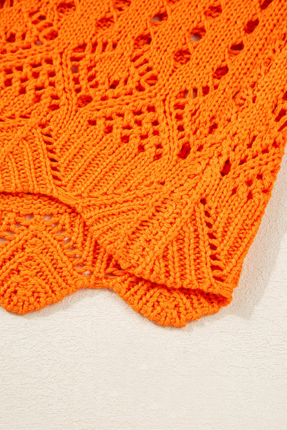 Threaded Pear Emerson Crochet Scallop Edge Sweater