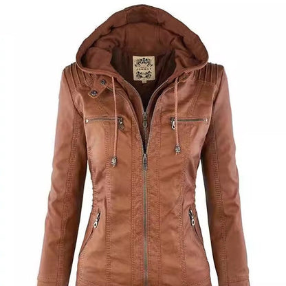 Women's Detachable Leather Jacket