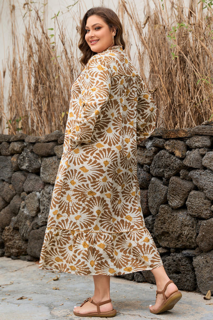 Threaded Pear Lorelai Print Loose Long PLUS Dress
