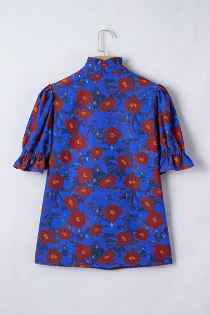 Threaded Pear Maeve Sleeve Frilled Floral Blouse