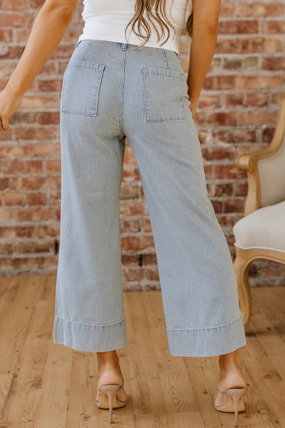 Threaded Pear Eve Hem Wide Leg Jeans