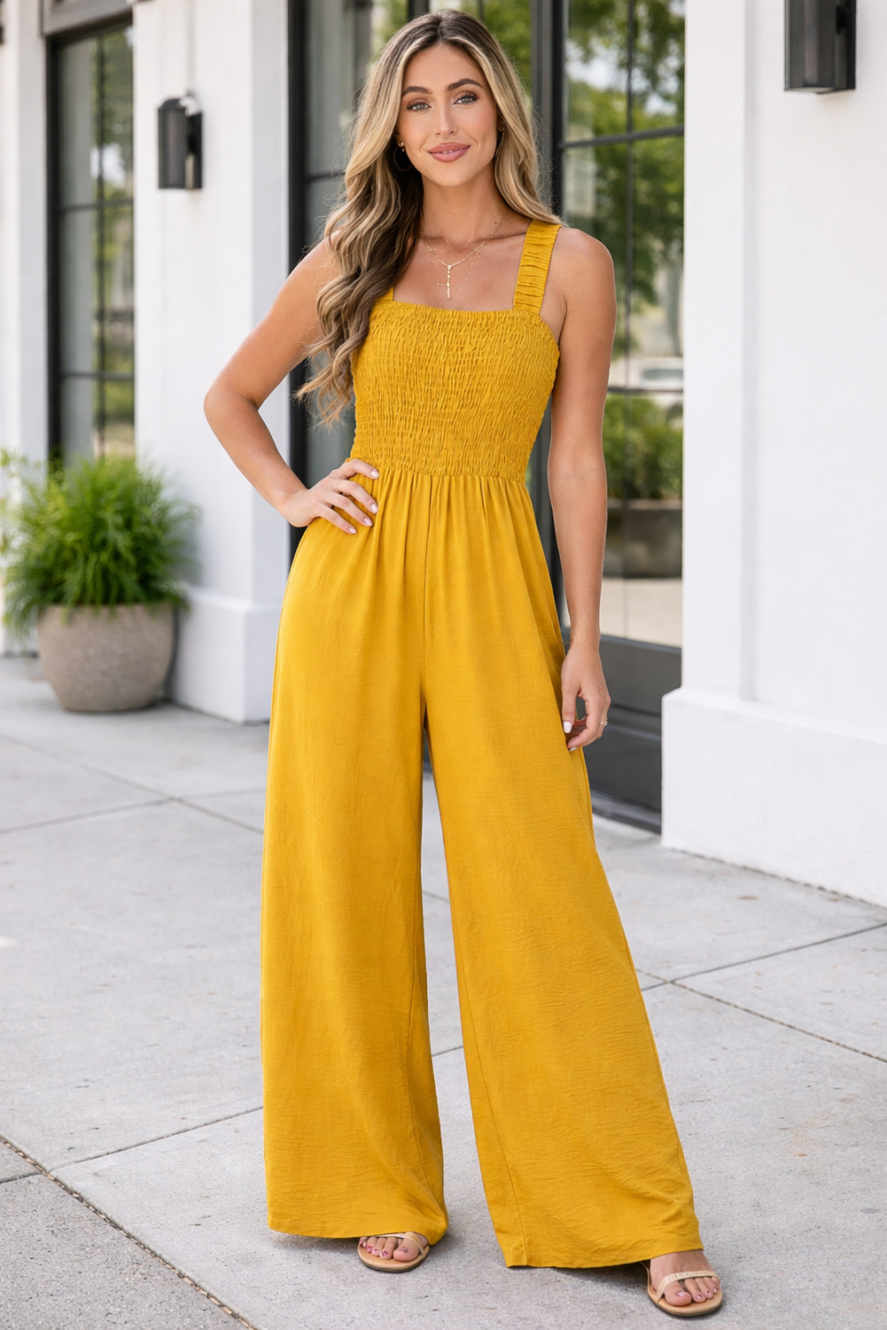 Threaded Pear Rebecca Sleeveless Wide Leg Jumpsuit