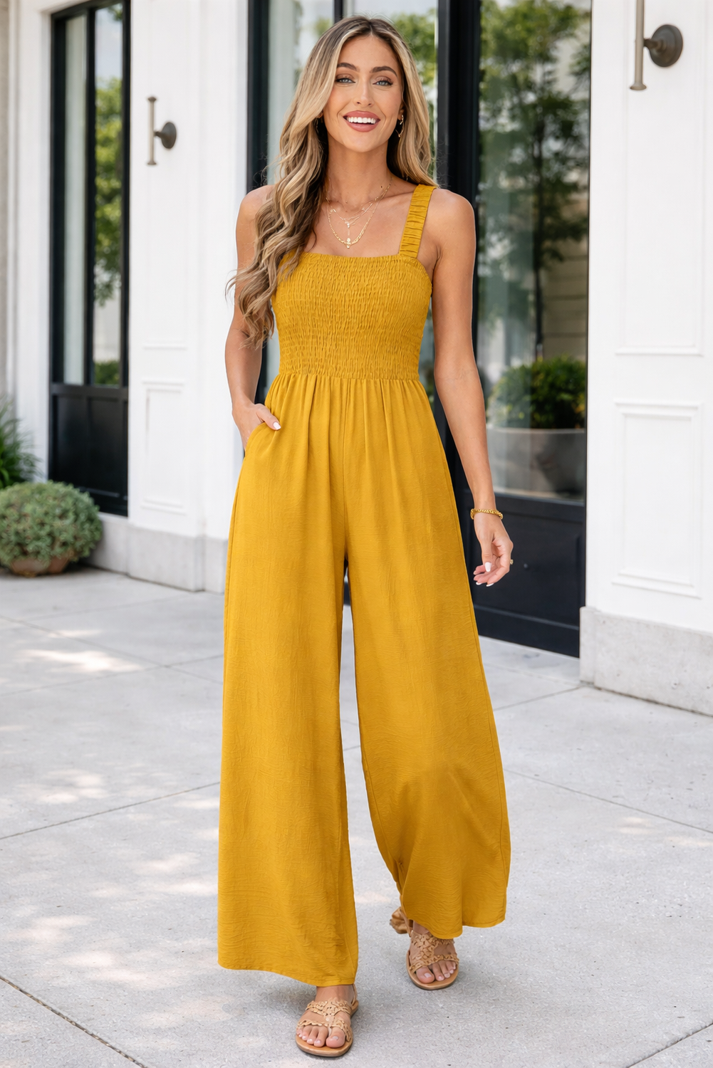 Threaded Pear Rebecca Sleeveless Wide Leg Jumpsuit