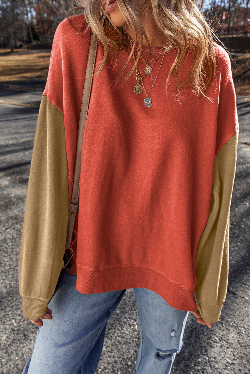 Threaded Pear Ella Patchwork Drop Shoulder Pullover