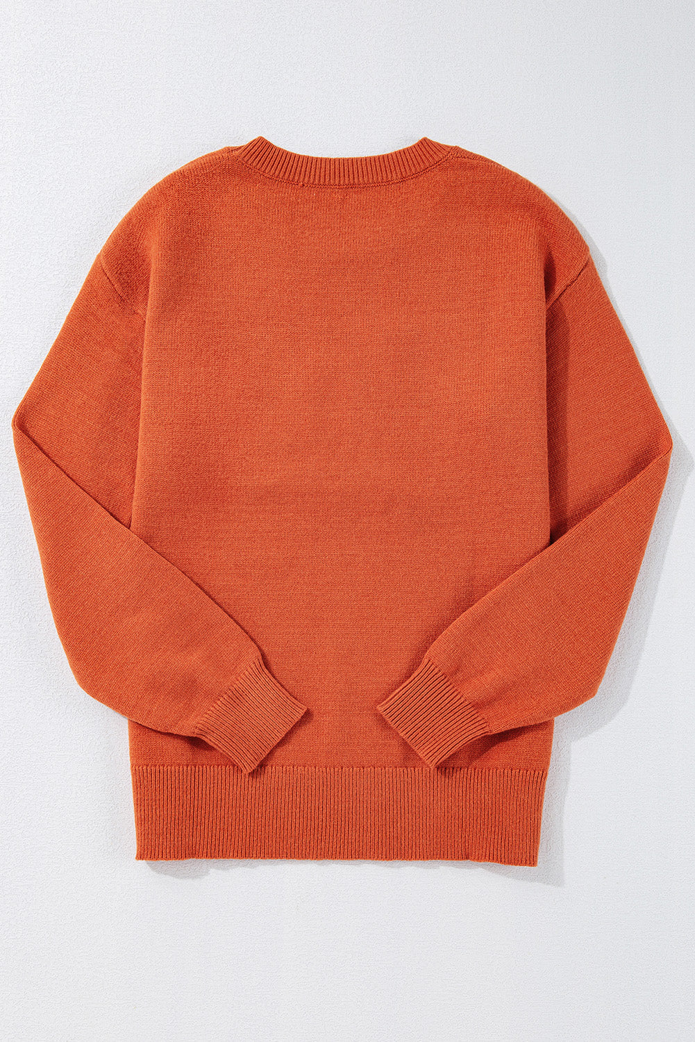 Threaded Pear Boo Knitted Pattern Ribbed Edge Sweater