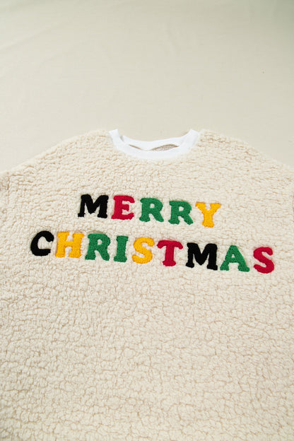 Threaded Pear Ensley Christmas Embroidered Sherpa Pullover
