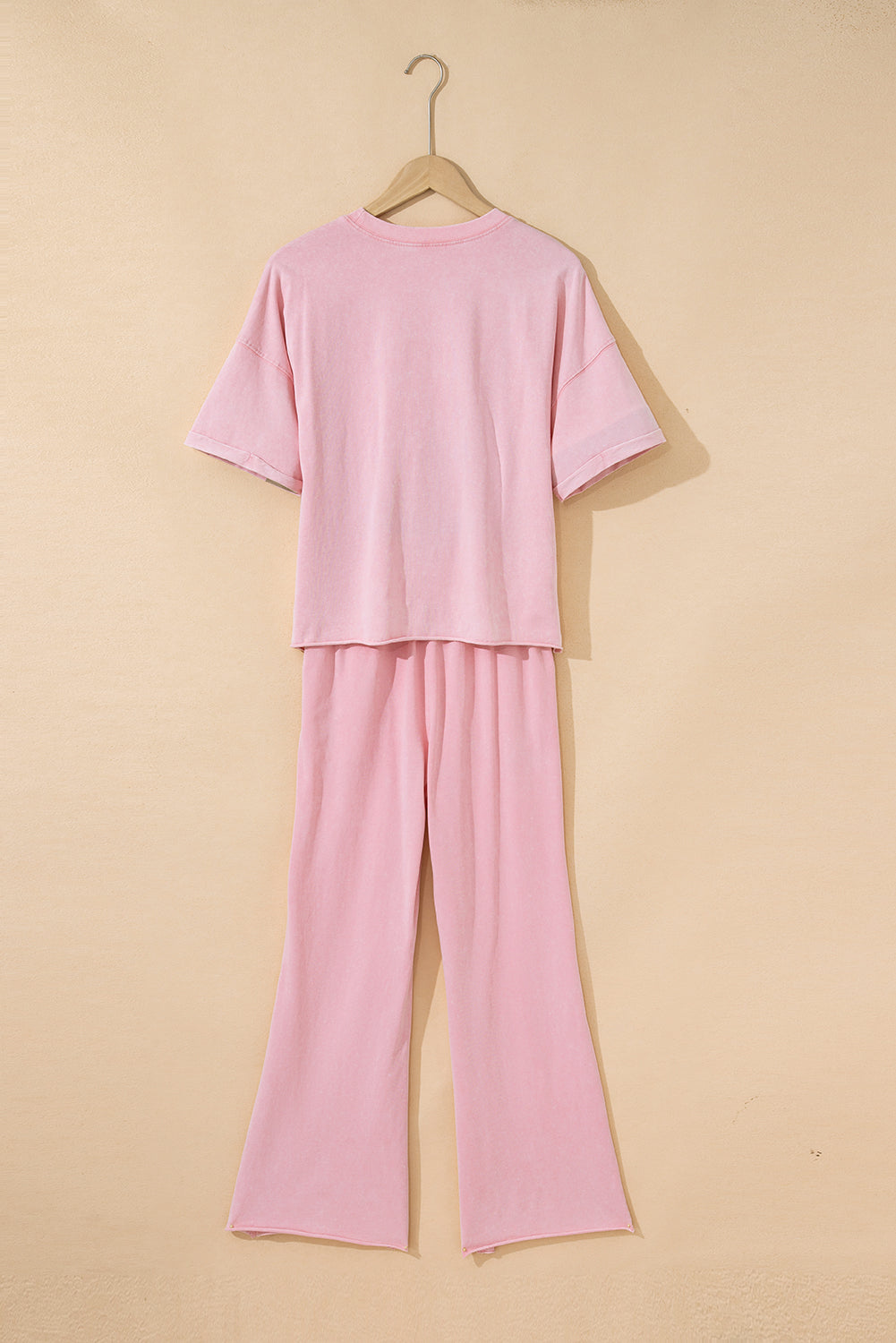 Threaded Pear Arabella Acid Wash Star Patched Rolled Trim Pants Set