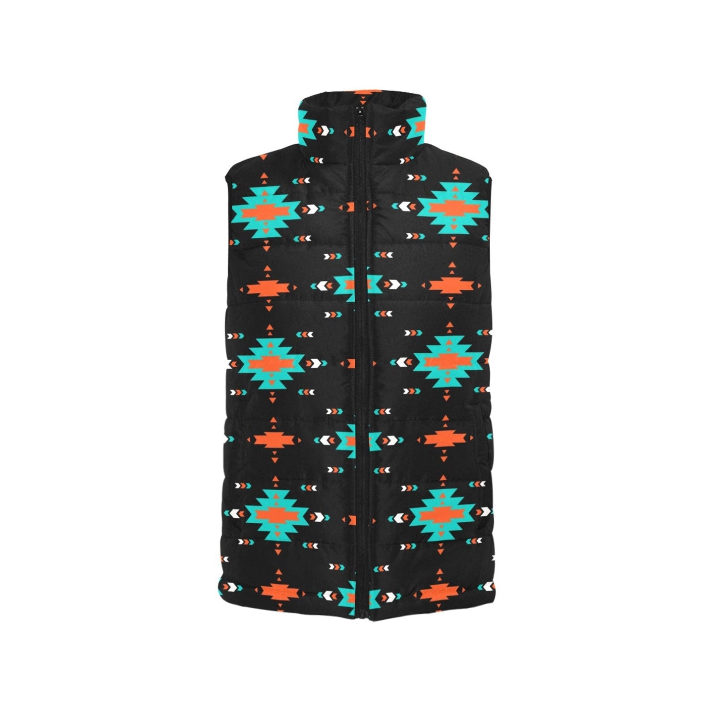 Baha Ranch Turquoise Orange Aztec Women's Western Puffy Vest