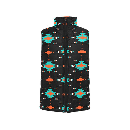 Baha Ranch Turquoise Orange Aztec Women's Western Puffy Vest