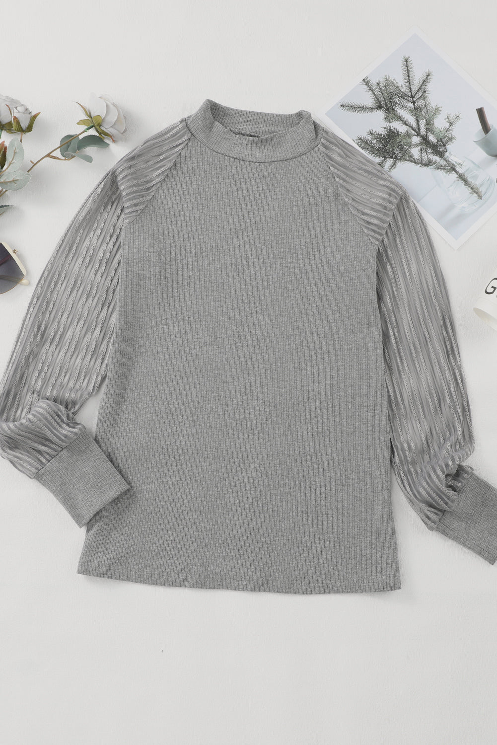 Threaded Pear Elizabeth Crewneck Ribbed top Long Sleeve Top