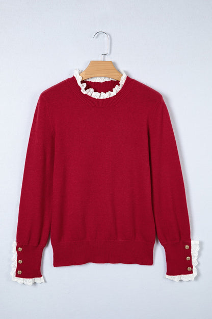 Threaded Pear Brooklynn Patchwork Cuffs Loose Sweater