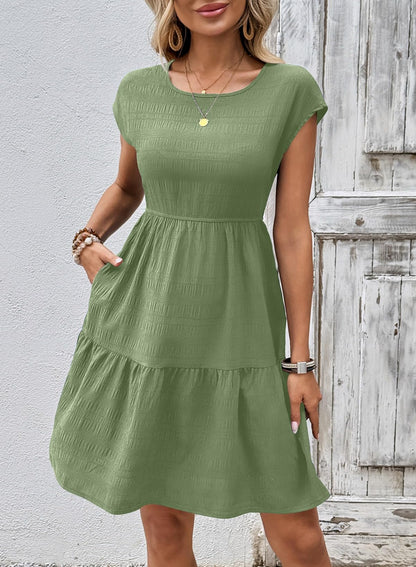 2026 Minimalist Women's Casual High-Waist Tiered Sleeveless Mini Dress