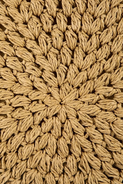 Fame Circle Handle Circle Straw Braided Hand Bag