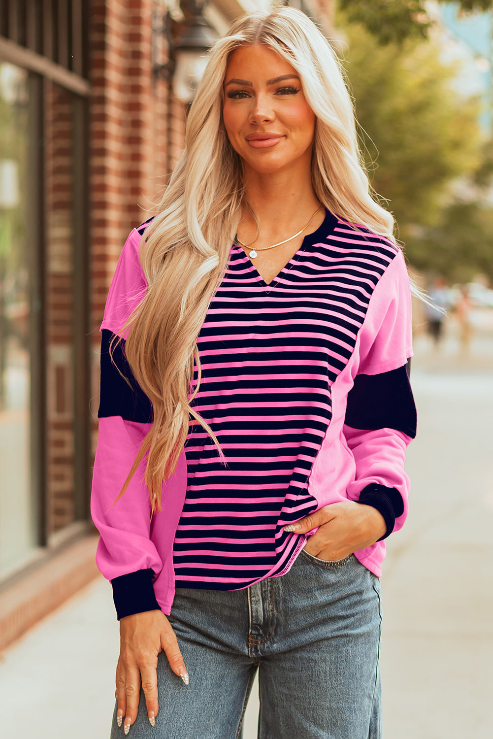Threaded Pear Haven Stripe Loose Fit Long Sleeve Top