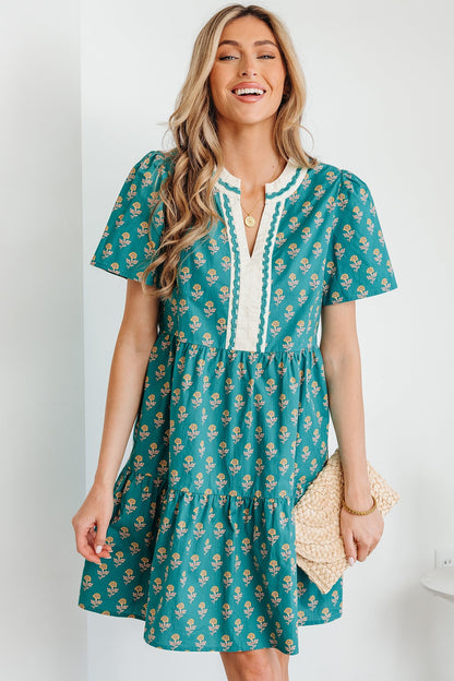 Threaded Pear Clover Short Sleeve Floral Dress